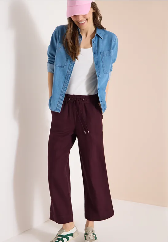 Damen Wide-Leg Hose aus Leinenmischung
