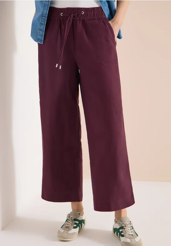 Damen Wide-Leg Hose aus Leinenmischung