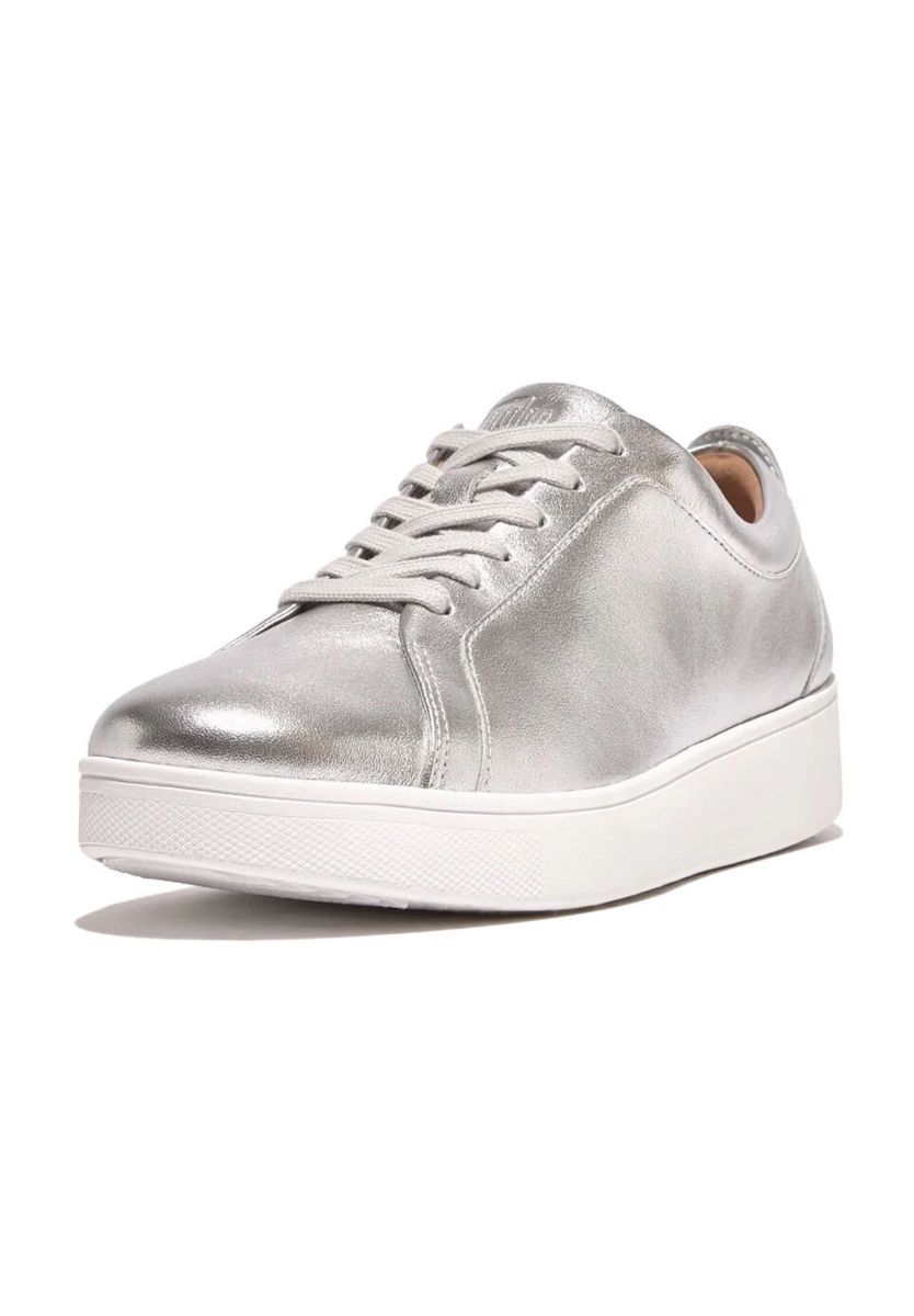 Silberne Leder Komfortmode-Sneakers