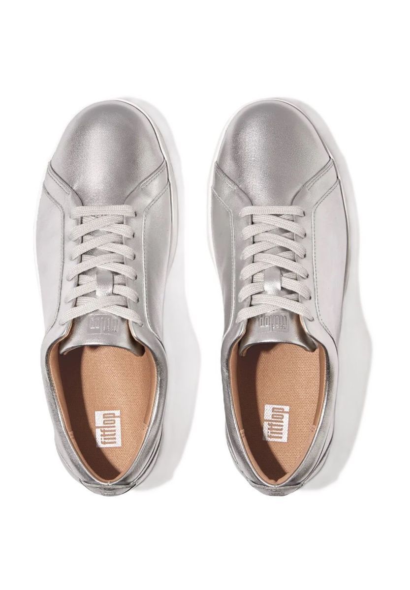 Silberne Leder Komfortmode-Sneakers