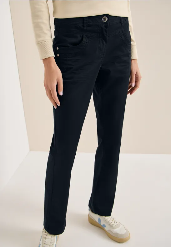 Damen Straight Leg Hose in Washed-Optik