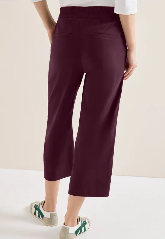 Damen Cropped Wide Leg Stoffhose