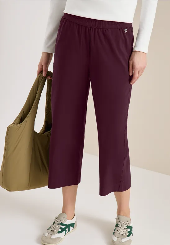 Damen Cropped Wide Leg Stoffhose
