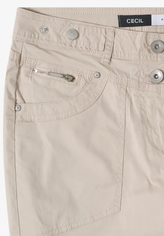 Lässige beige Caprihose mit Umschlag