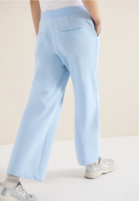 Cecil Damen High Waist Wide Leg Sweathose im Washed-Look in Blau, Gr: XXL