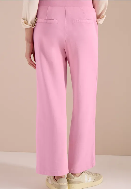 Cecil Damen High Waist Wide Leg Sweathose im Washed-Look in Rosa, Gr: XXL
