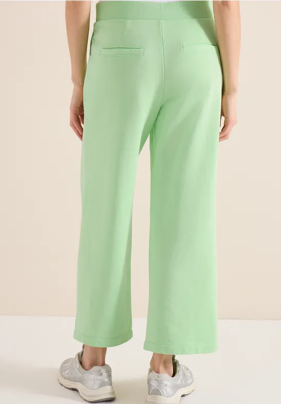 Cecil Damen High Waist Wide Leg Sweathose im Washed-Look in Grün, Gr: XXL