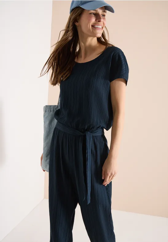Damen Straight-Leg Jumpsuit mit Struktur