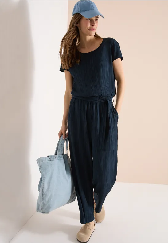 Damen Straight-Leg Jumpsuit mit Struktur