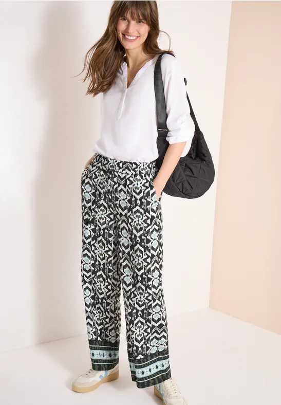 Weites Bein Palazzo Hose mit Print