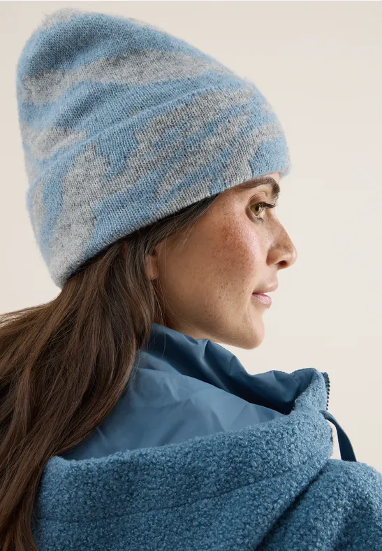 Beanie mit grafischem Zebramuster