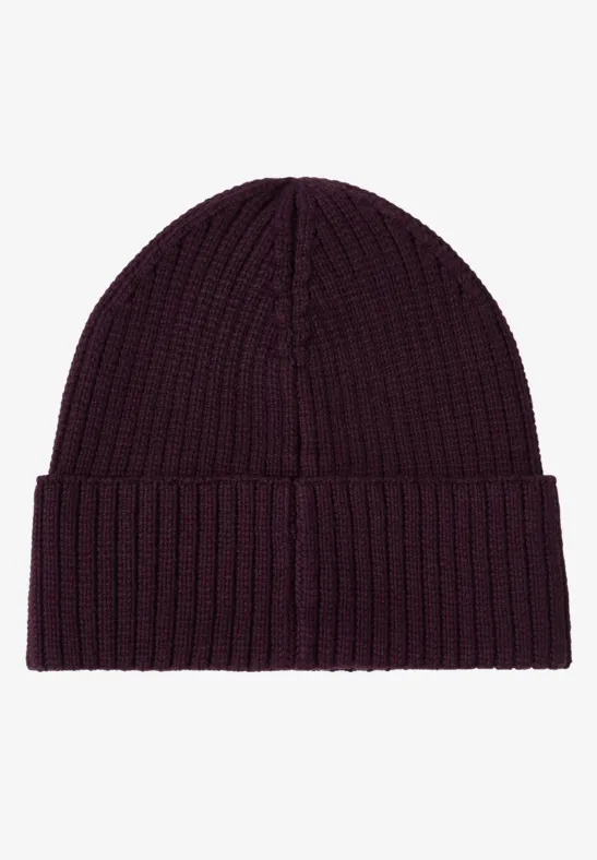 Rippstrick-Beanie mit Logo-Patch