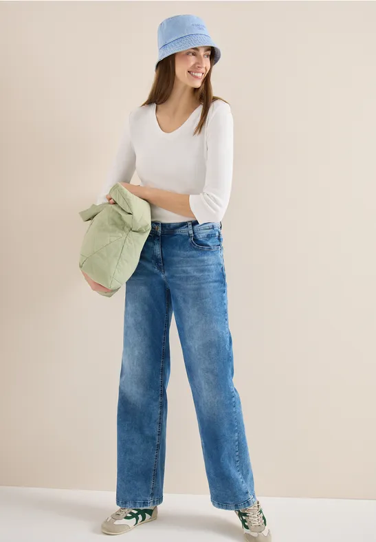 Denim-Bucket-Hat mit Slogan