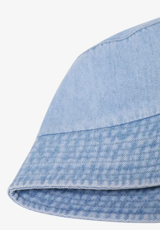 Denim-Bucket-Hat mit Slogan