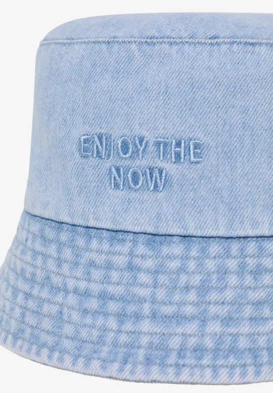 Lässiger Denim Bucket Hat mit Slogan
