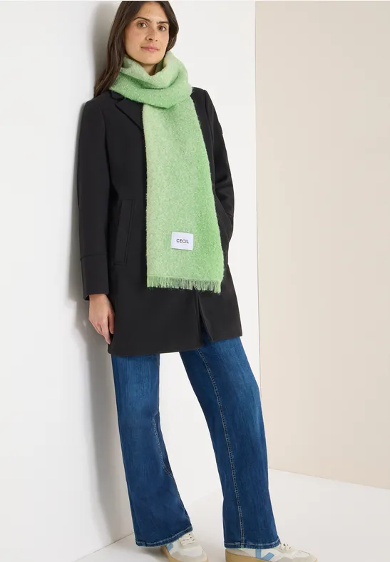 Weicher, länglicher Jacquard Schal mit Fransen