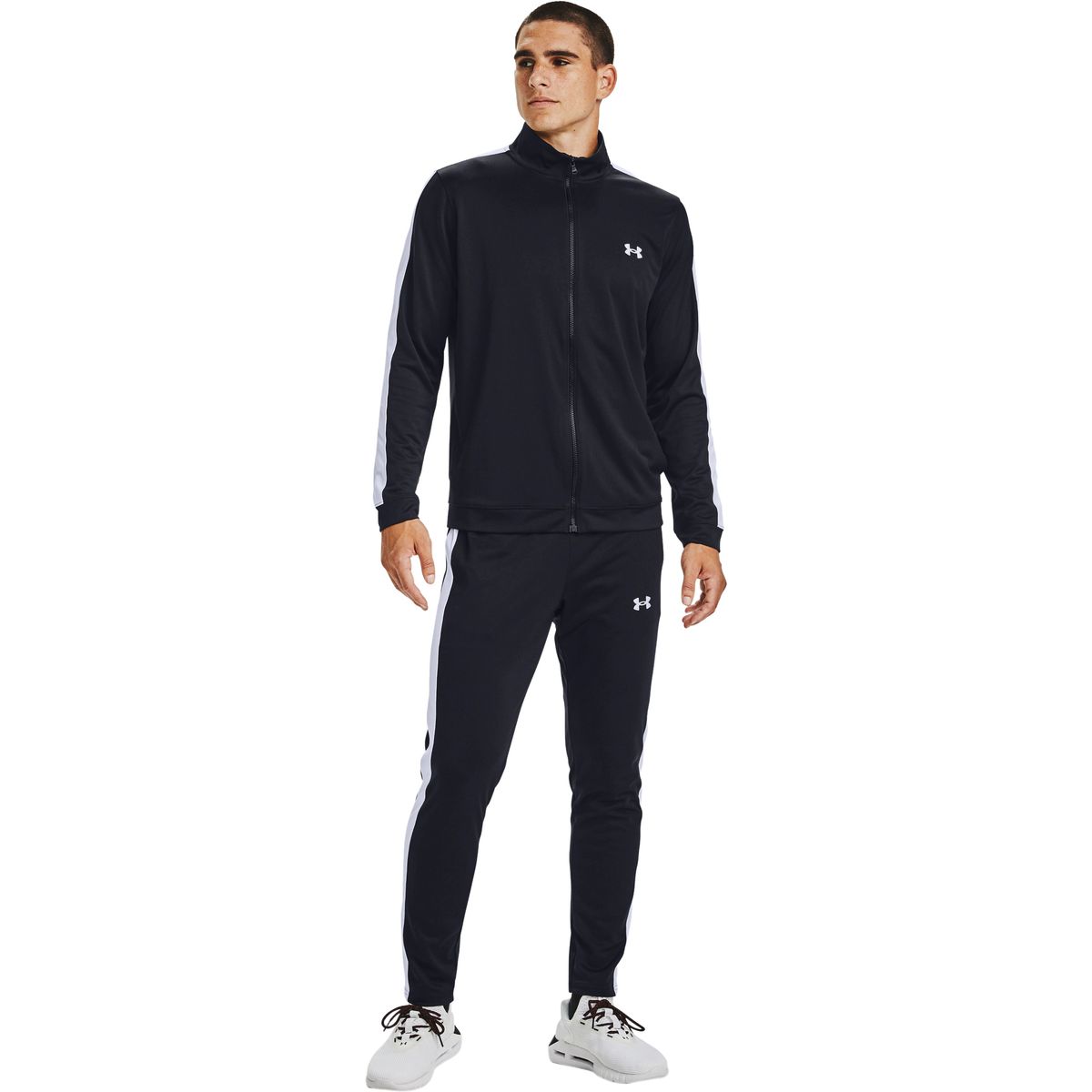 UNDER ARMOUR Sportanzug, Stehkragen, atmungsaktiv, Bordüre, Tunnelzug, für Herren, schwarz, L