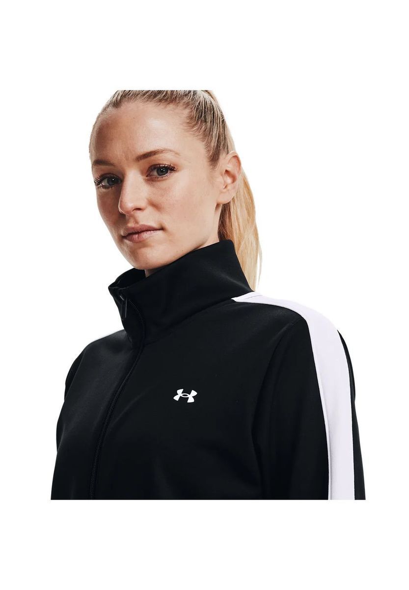 Schwarzer Damen Trainingsanzug mit weißem Streifen