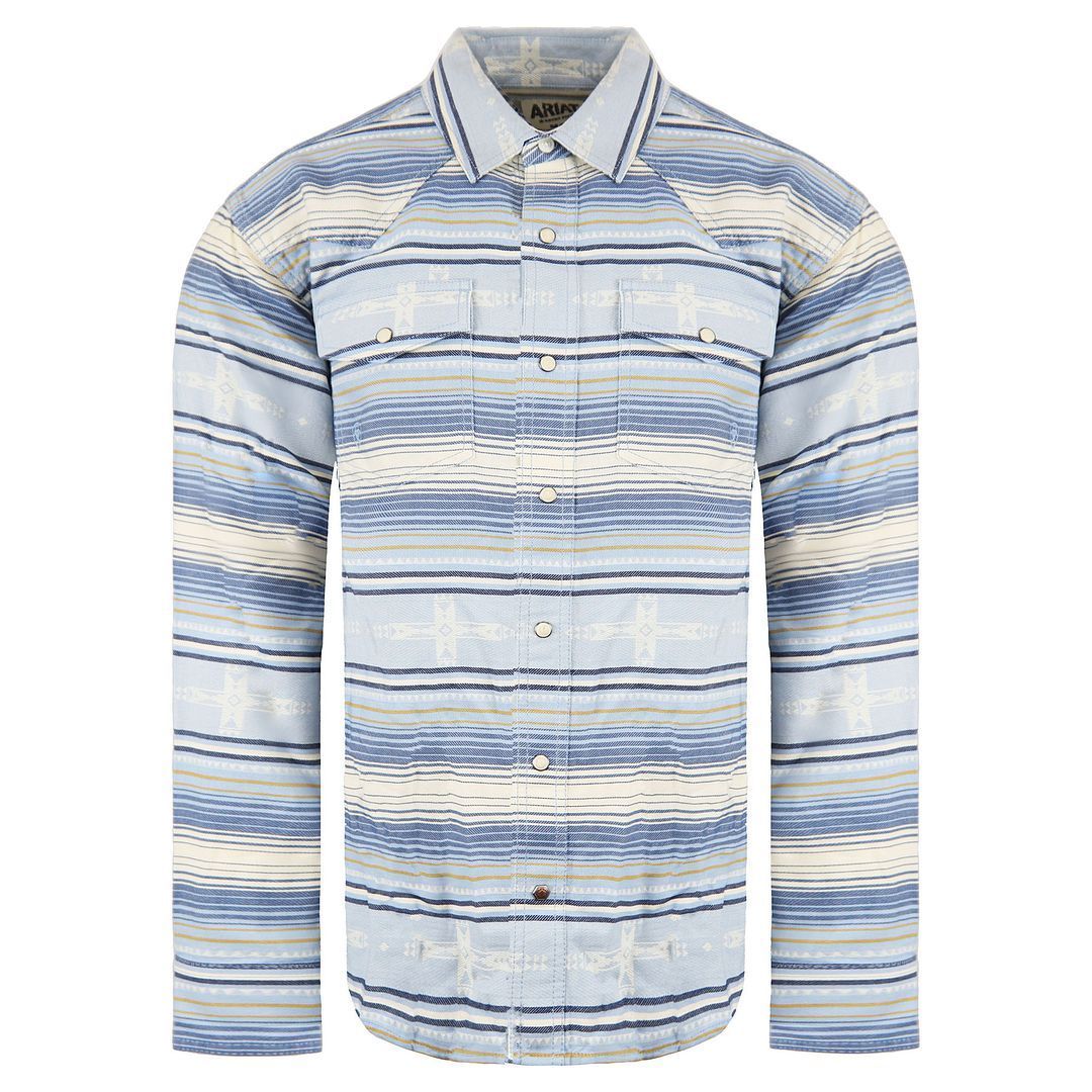 Herren Gestreiftes Langarmhemd im Western-Stil