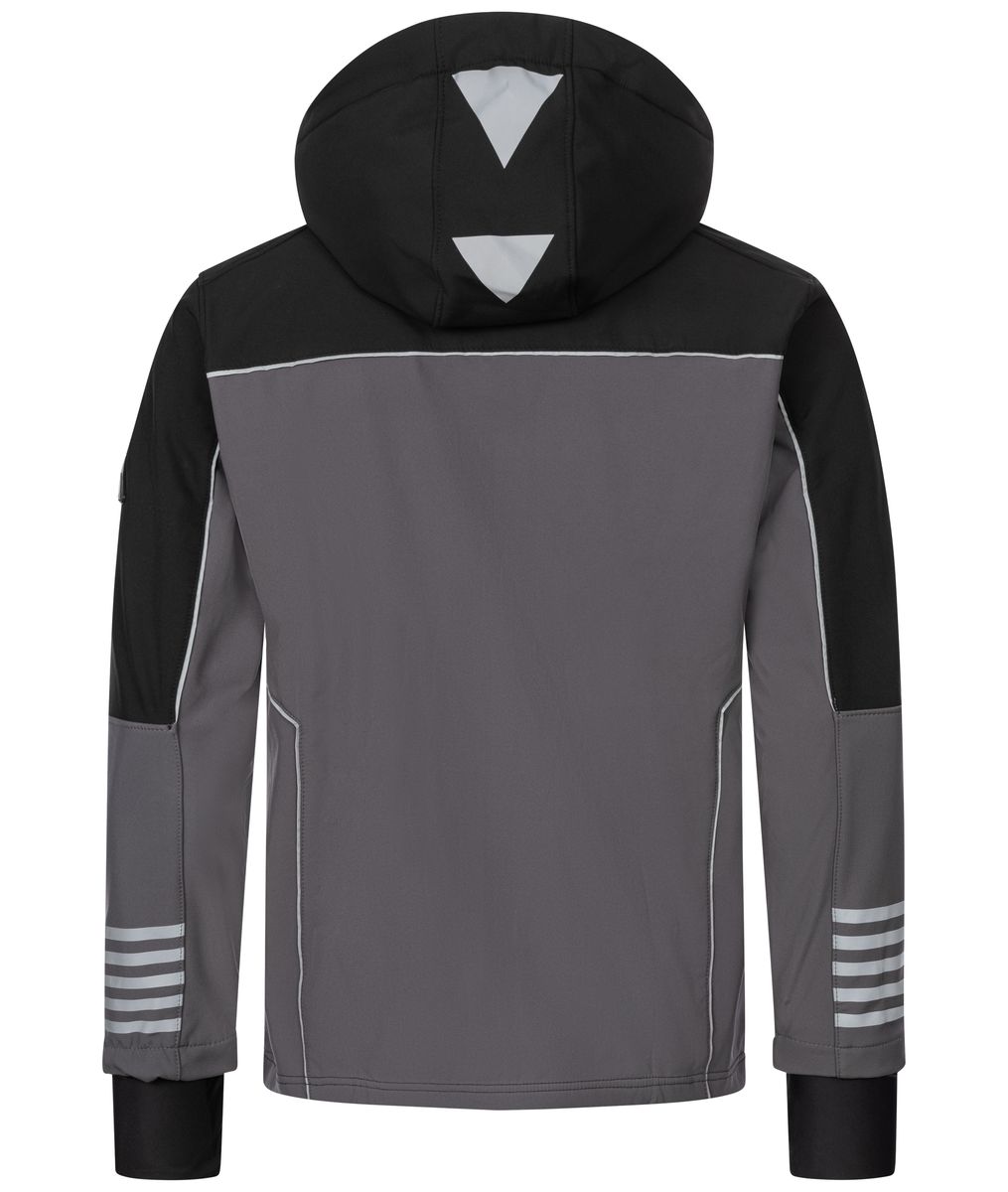 Moderne zweifarbige Softshelljacke mit Kapuze