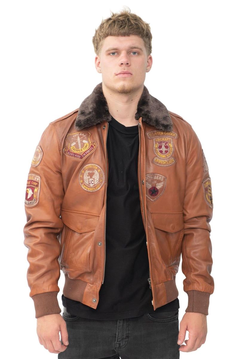 Braune Leder Air Force Bomberjacke