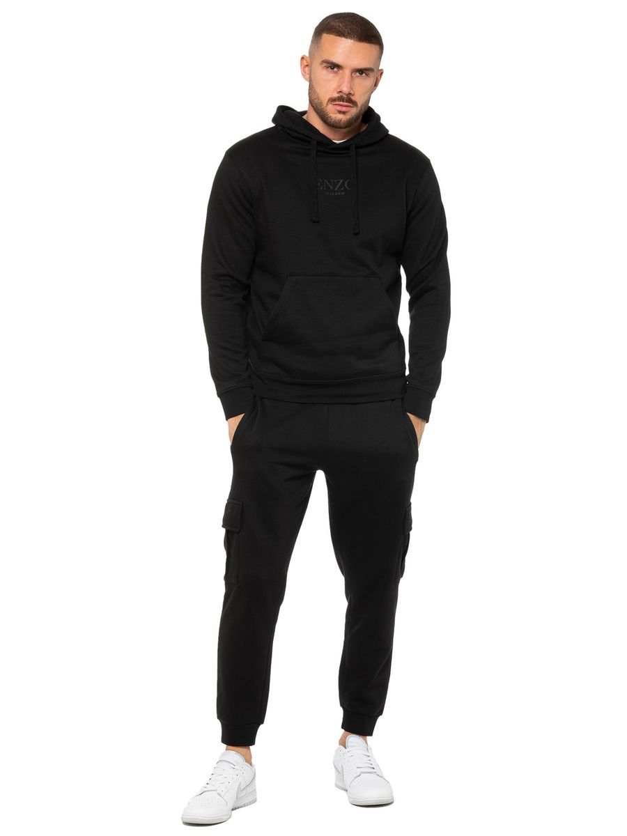 Schwarzes Hoodie-Jogginghosen-Set für Herren