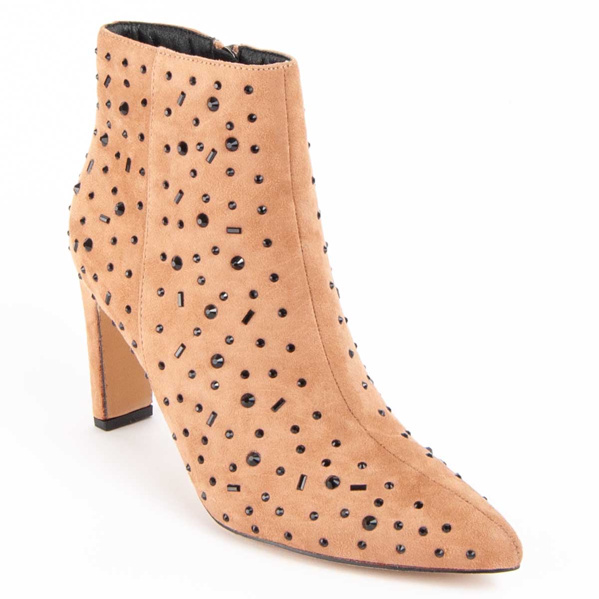 Besetzte Stiefeletten mit spitzer Kappe