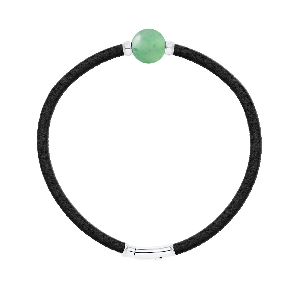 Schwarzes Kordelarmband mit Aventurin-Stein