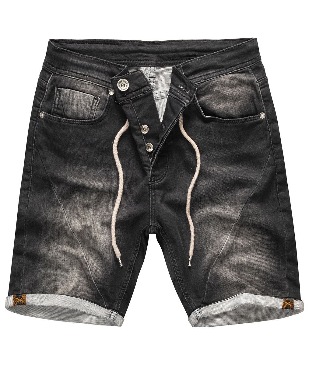 Schwarze Jeansshorts mit Kordelzug