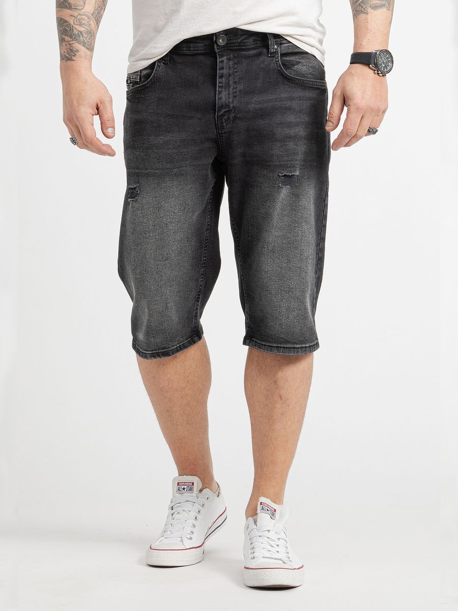 Schwarze Jeansshorts mit Kordelzug