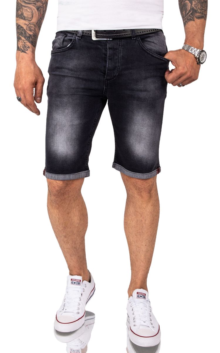 Schwarze Jeansshorts mit Kordelzug