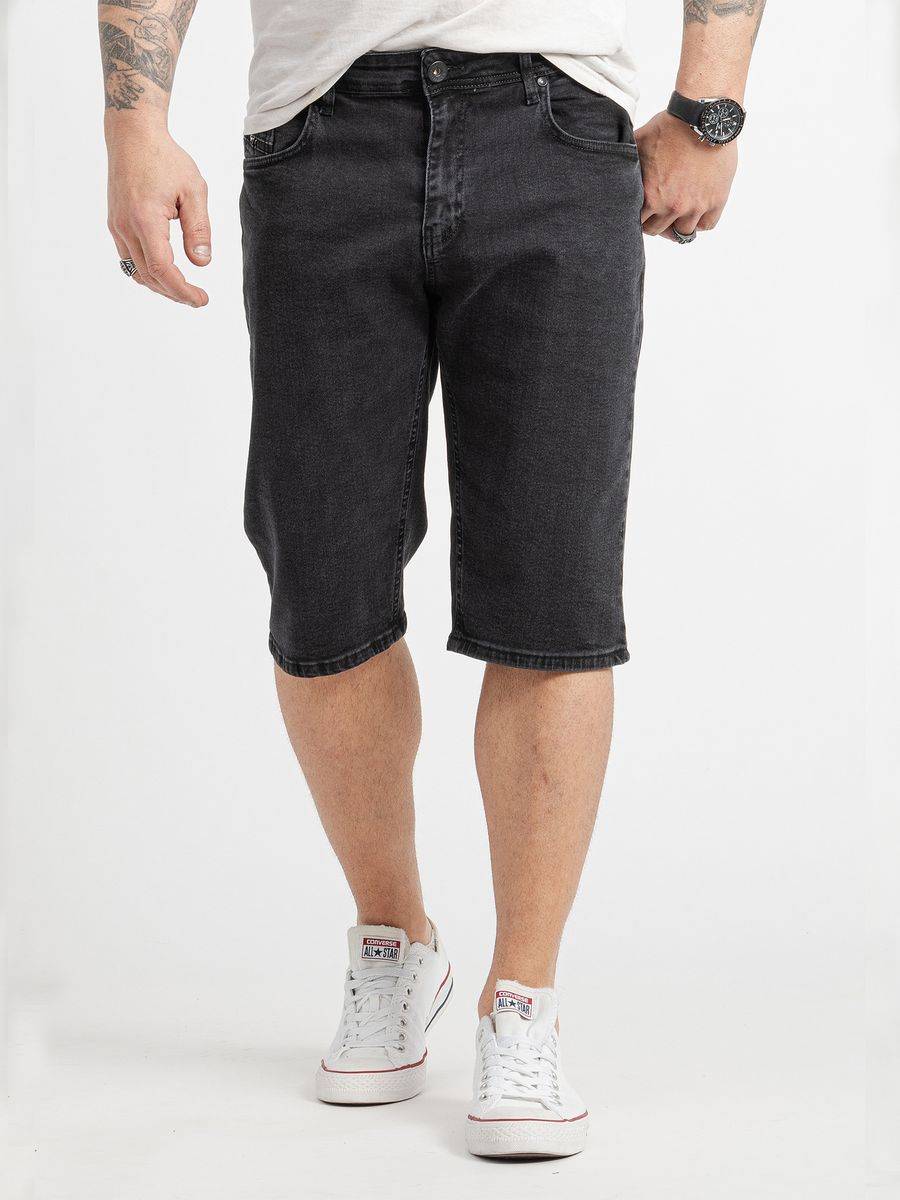 Schwarze Jeansshorts mit Kordelzug