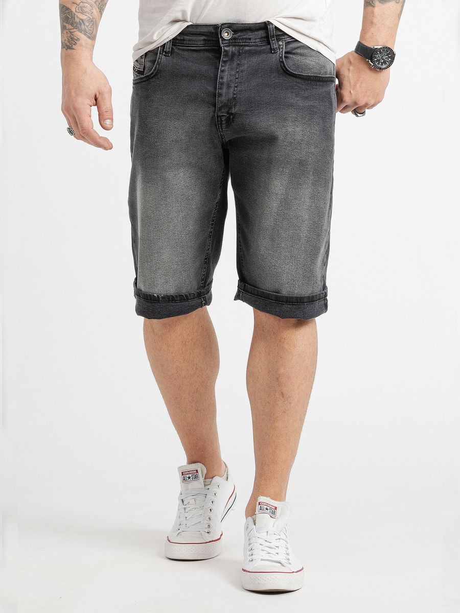 Schwarze Jeansshorts mit Kordelzug