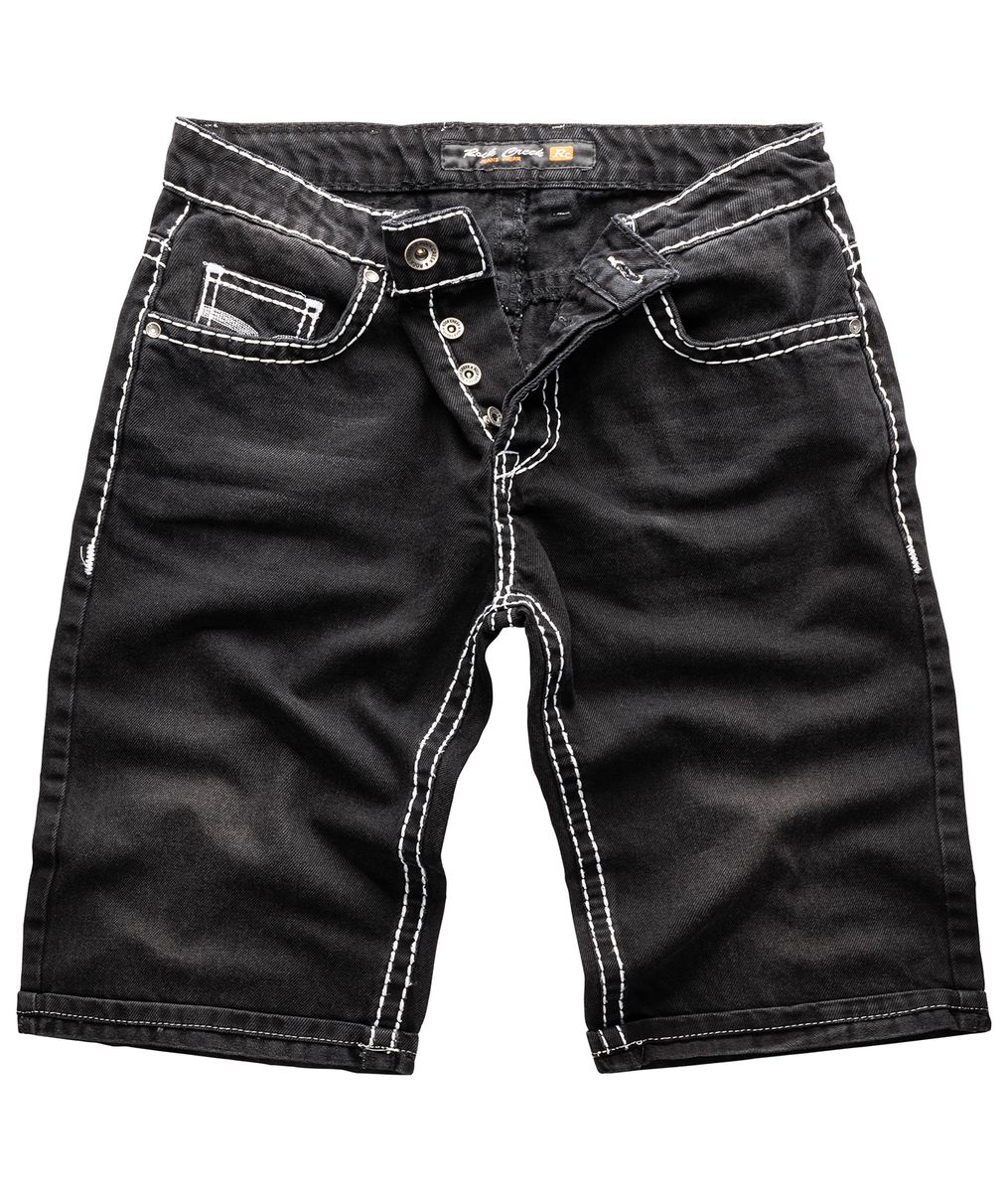 Schwarze Denim Shorts im Used-Look