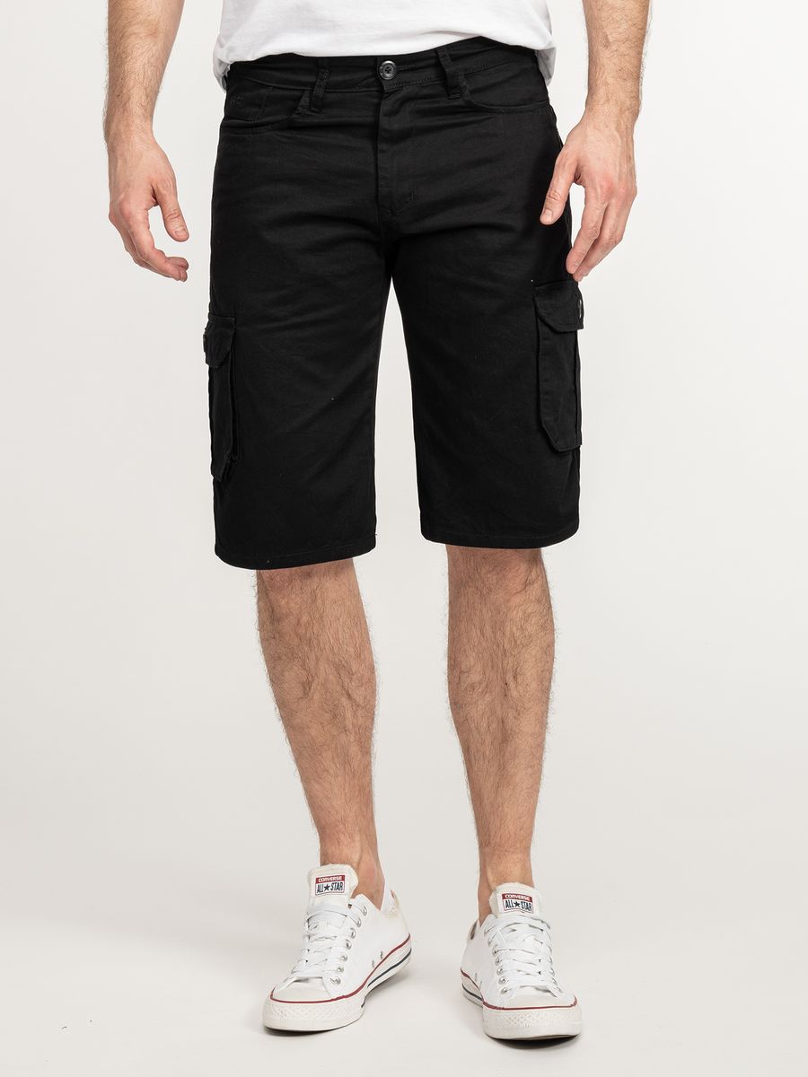 Schwarze Denim Shorts im Used-Look