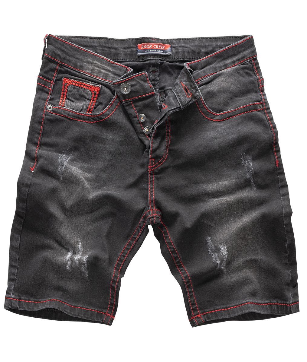 Schwarze Denim Shorts im Used-Look