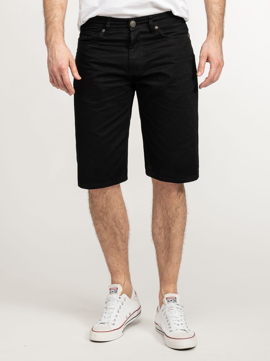 Schwarze Denim Shorts im Used-Look