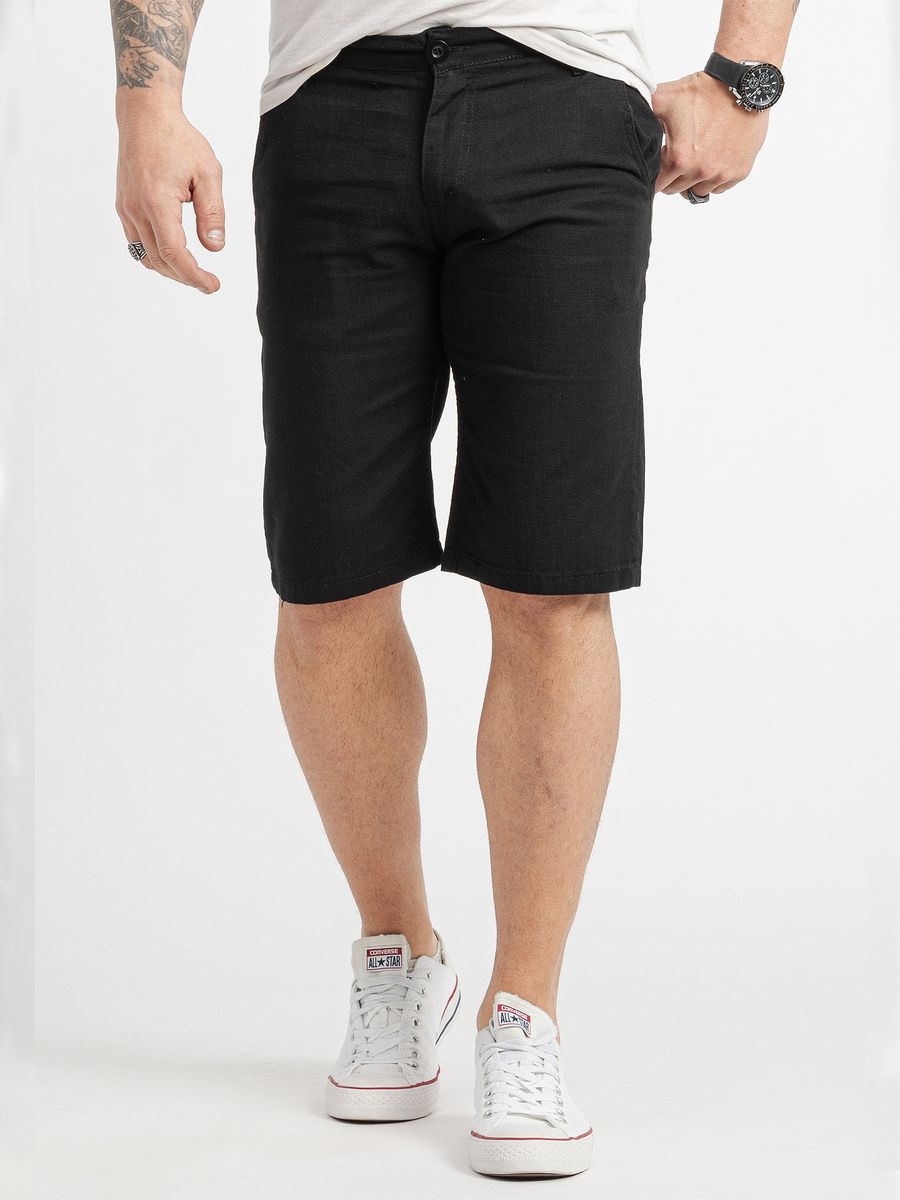 Schwarze Denim Shorts im Used-Look