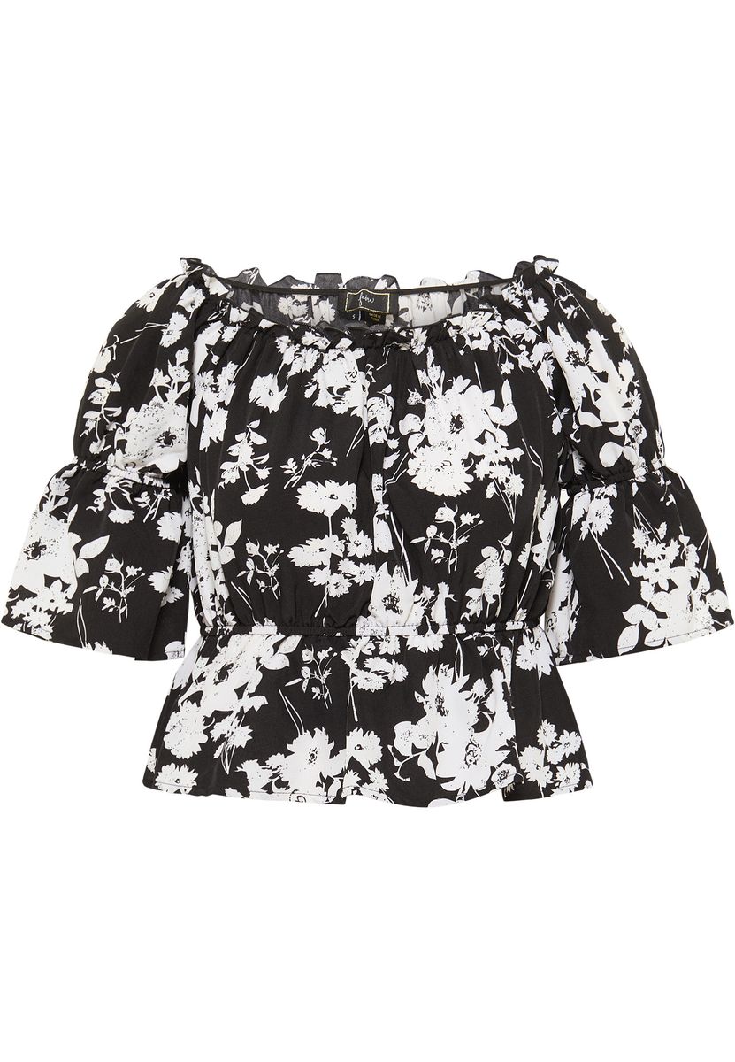Carmenbluse mit Blumenmuster und Off-Shoulder-Schnitt