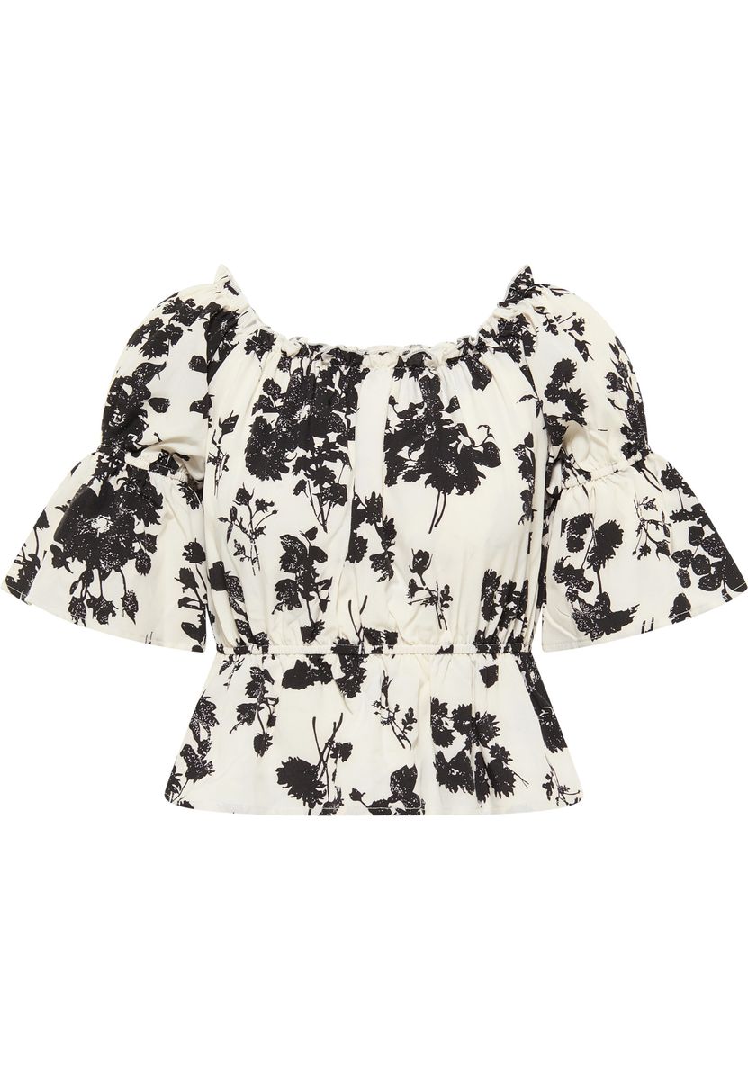 Carmenbluse mit Blumenmuster und Off-Shoulder-Schnitt