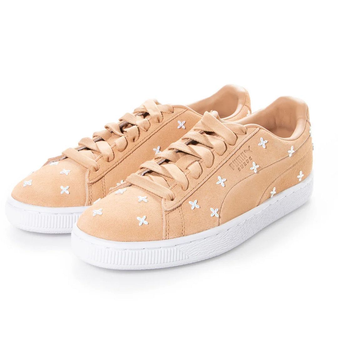 Wildleder Sneaker mit Zierblumen