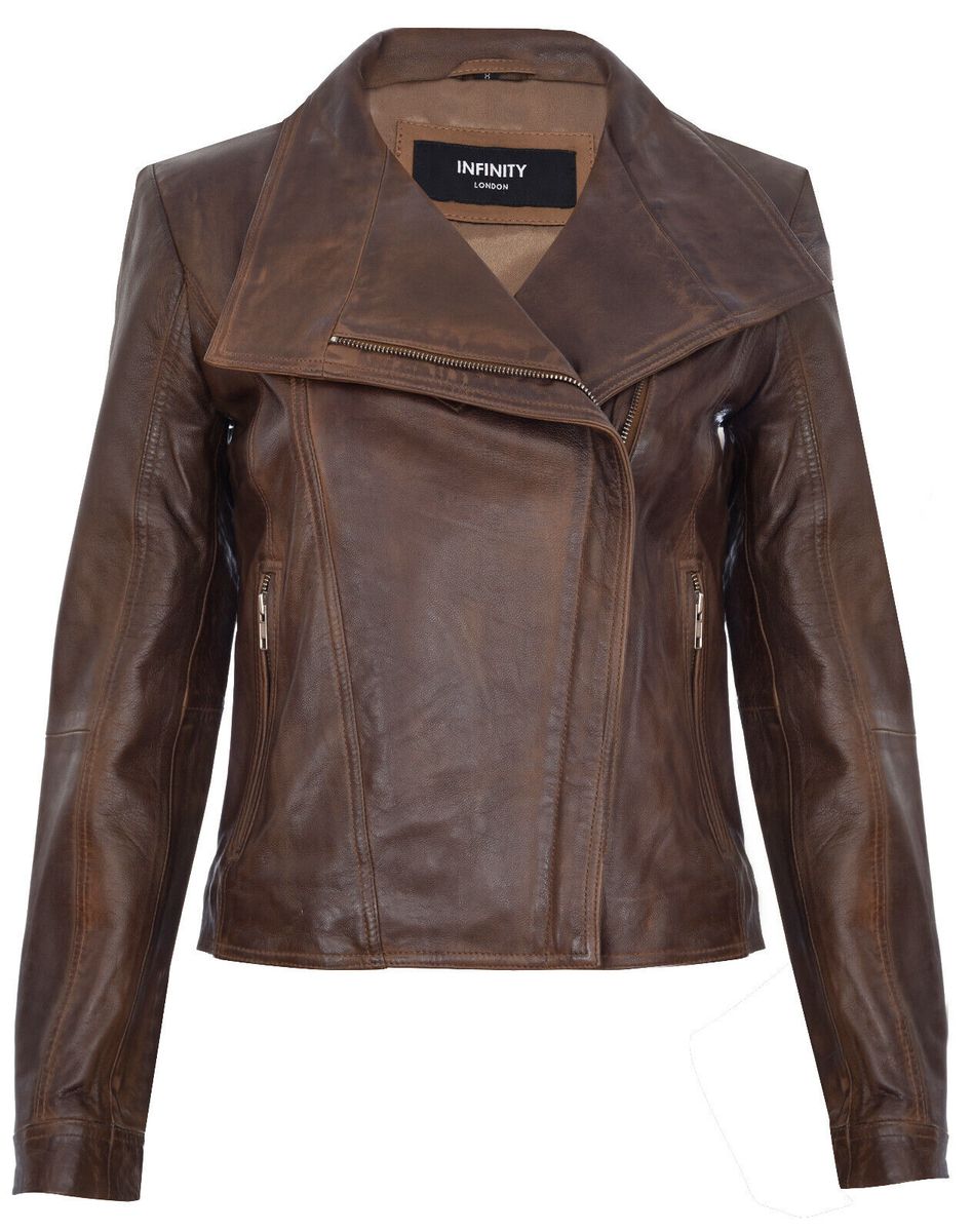 Damen Leder Bikerjacke mit Kragen