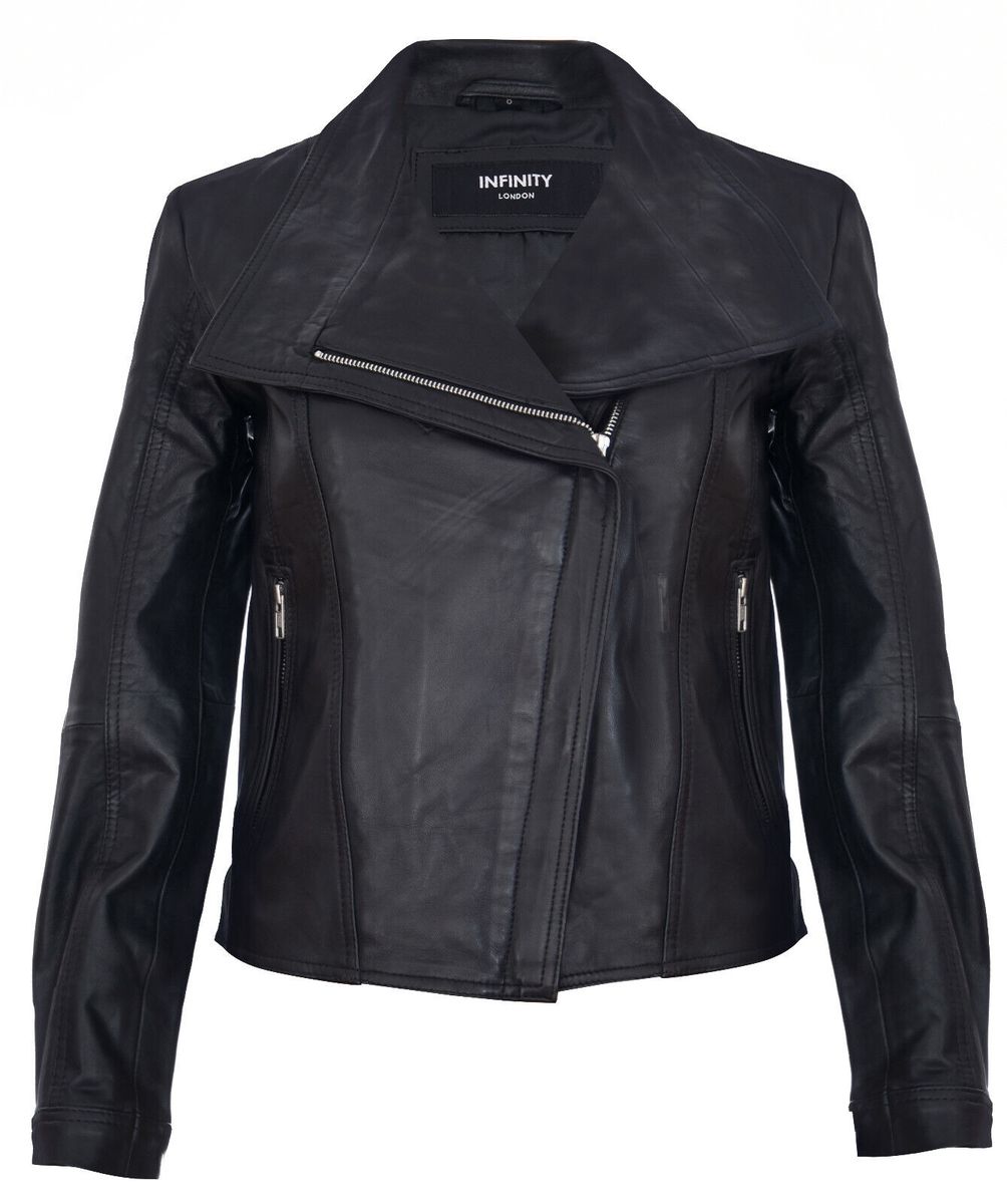 Damen Leder Bikerjacke mit Kragen