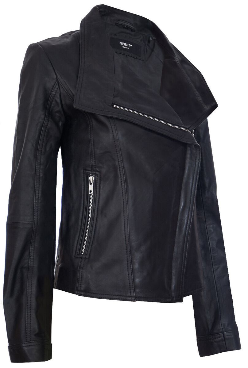 Leder-Bikerjacke mit Schalkragen