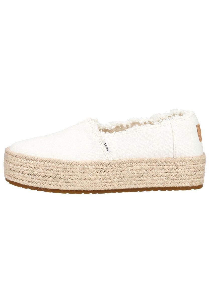 Weiße Espadrille-Plateau-Slipper aus Baumwoll-Canvas