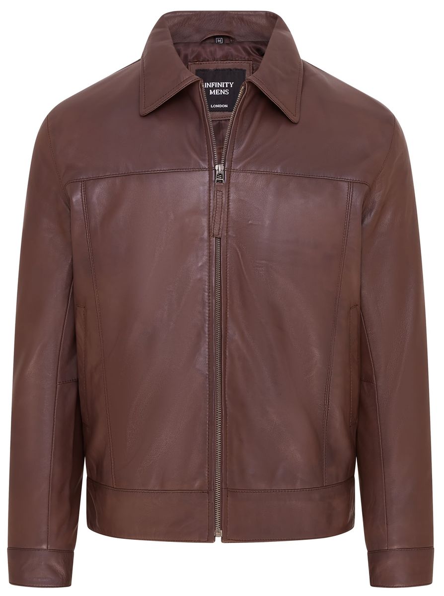 Klassische Harrington-Lederjacke für Herren