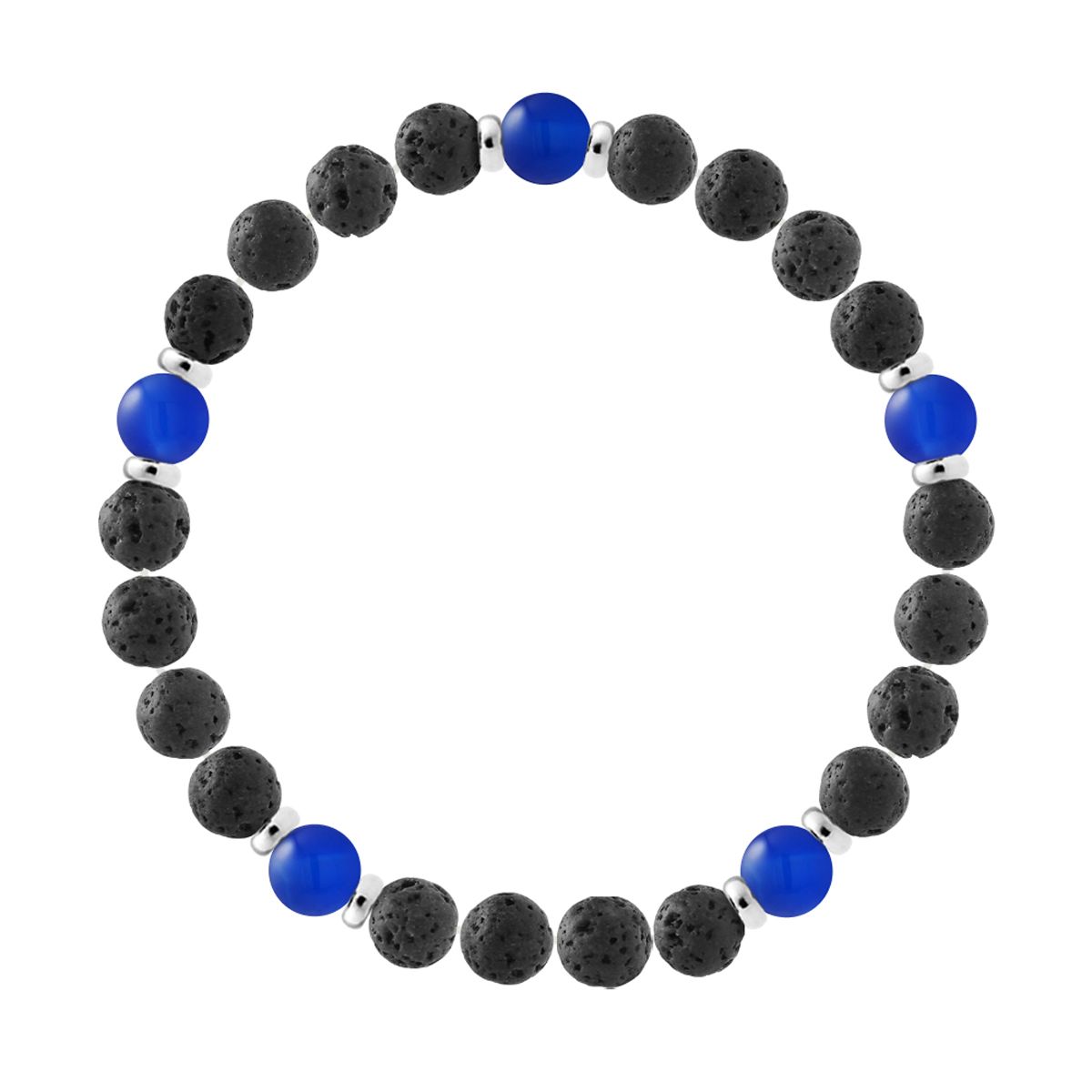 Lavastein-Armband mit blauem Achat
