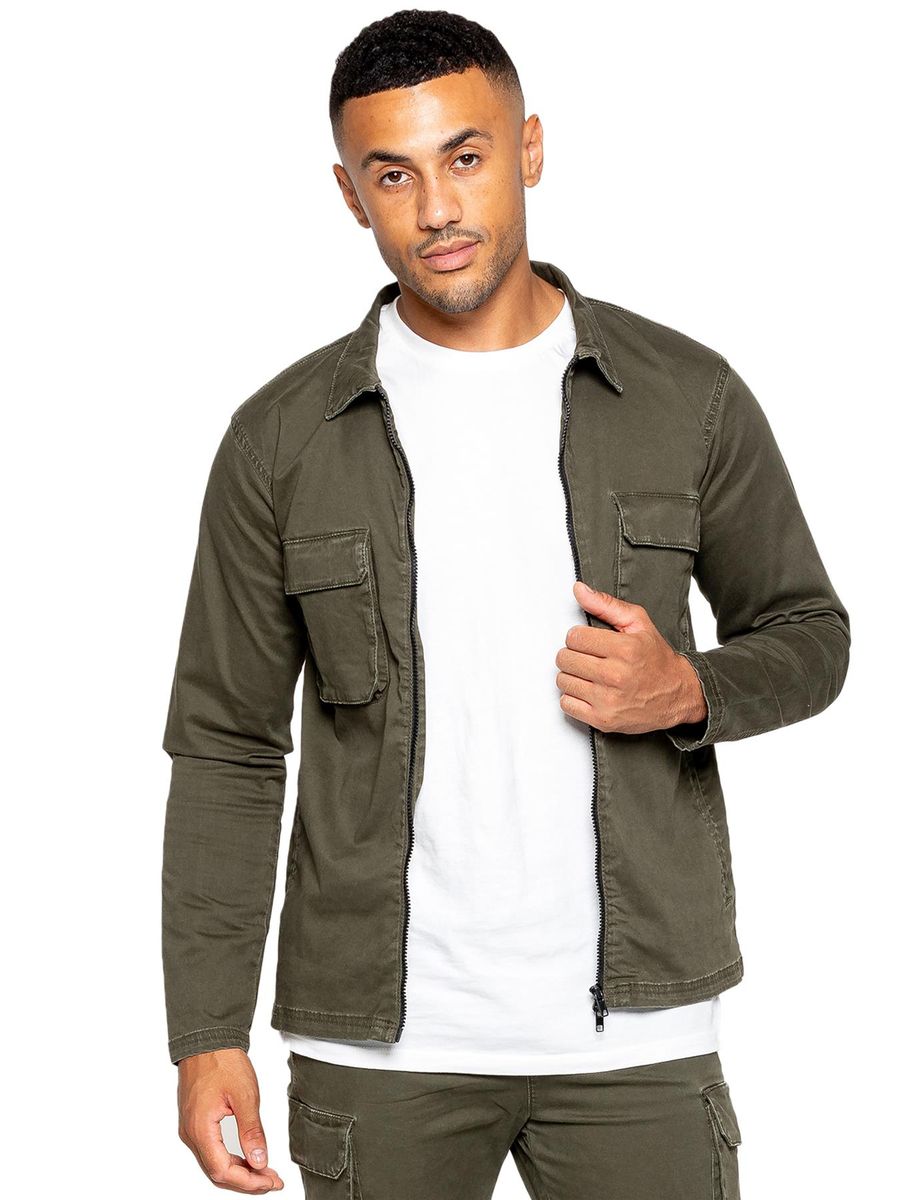 Herren Twill Cargo Überhemd Jacke