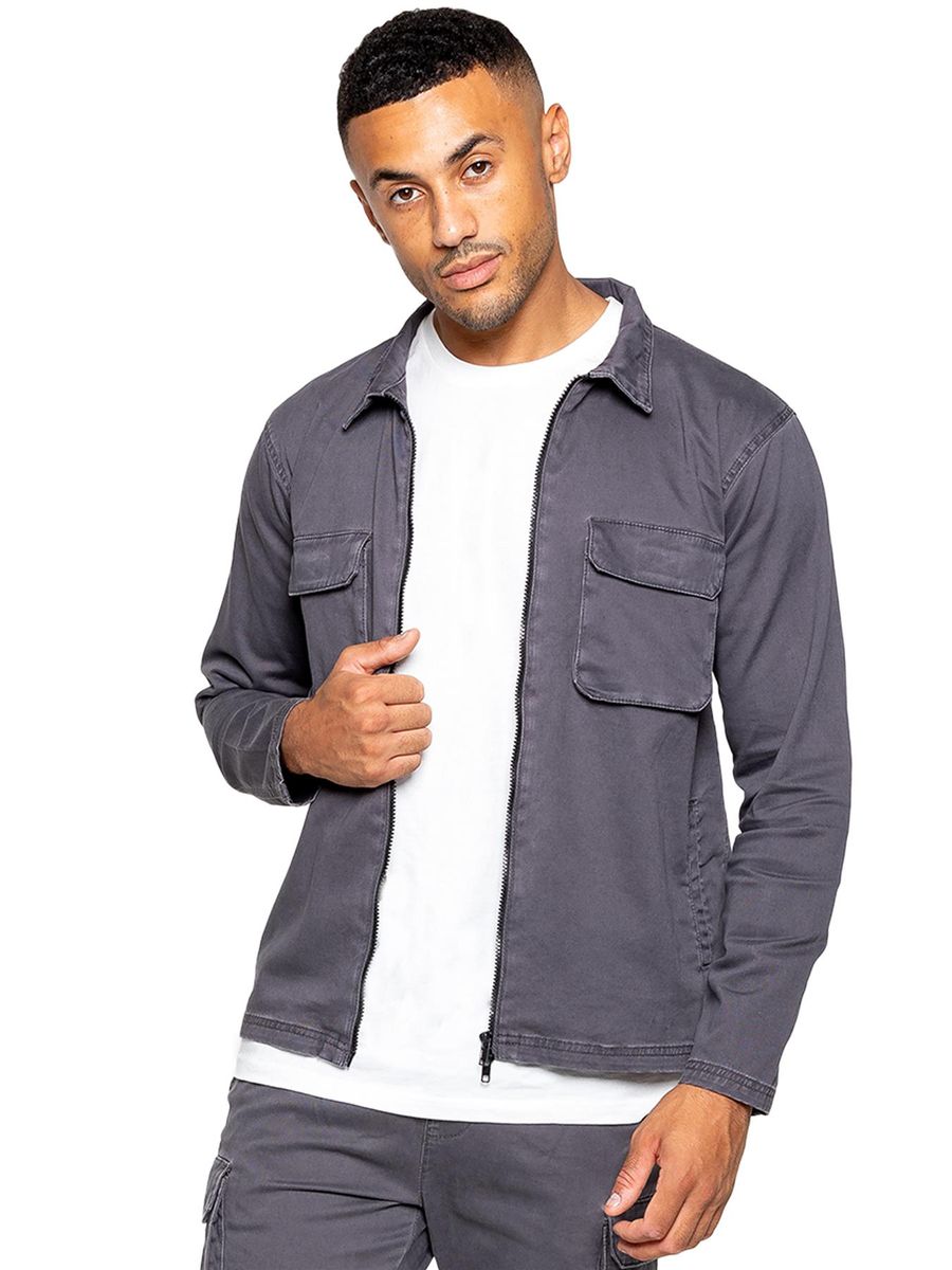 Herren Twill Cargo Überhemd Jacke
