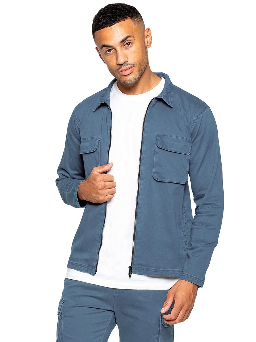 Herren Twill Cargo Überhemd Jacke